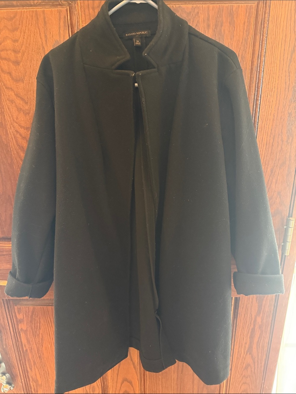 Banana Republic Black Open Front Coat with Stand Collar